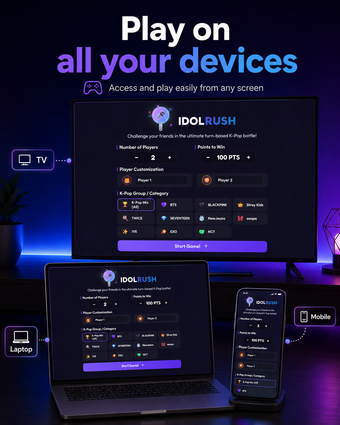 IDOL RUSH — Digital K-Pop Trivia Game
